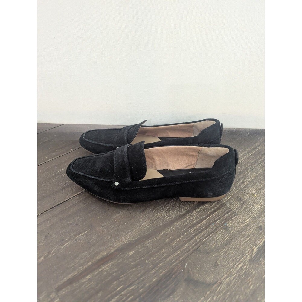Franco‎ Sarto Loafers Black Suede Women's 7M Leather Upper Flat Dress Shoes
